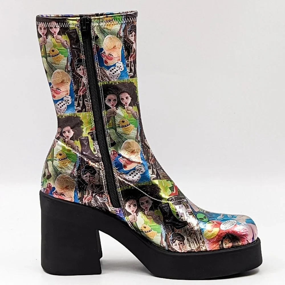 Steve Madden Women Klayton 90's Retro Dolls Chunky Heel Platform Boots Size 8 - Picture 9 of 12